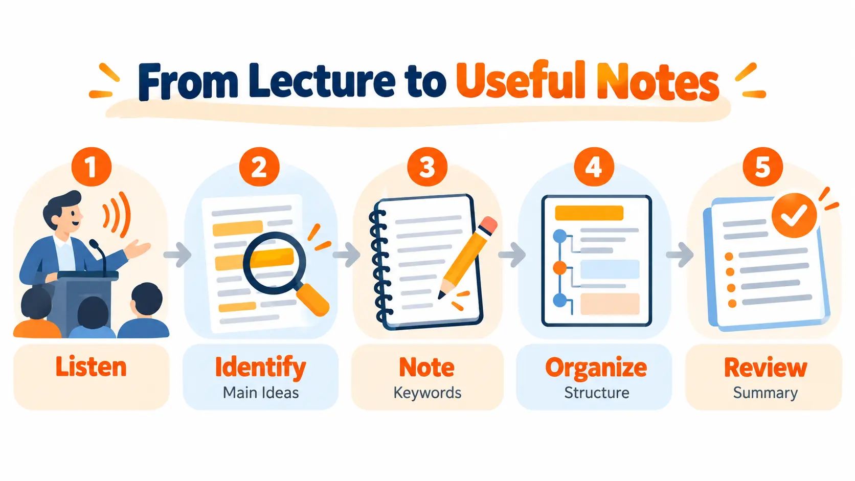 مراحل Note-taking در کلاس و Lecture